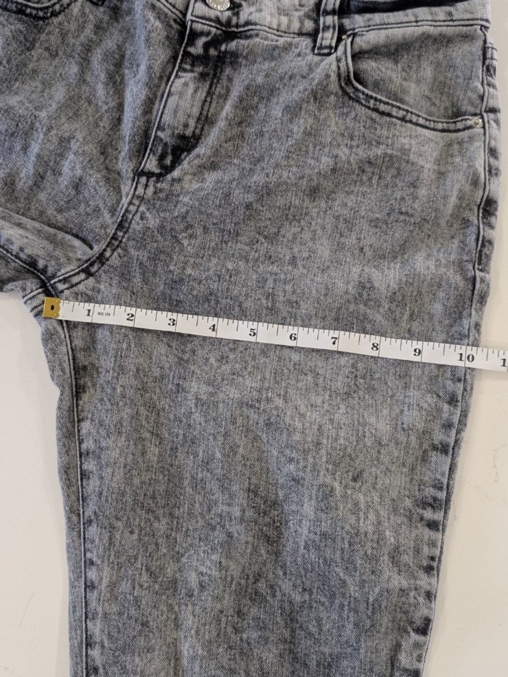 Retrofete Presley Flare Jeans Size 29 Acid Grey Frayed Raw Hem Mid Rise Italy - Picture 10 of 13